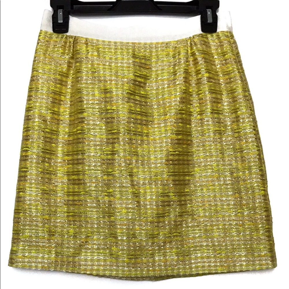 Kate Spade Yellow Gold Metallic Skirt SZ 2